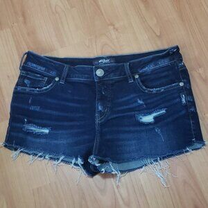 NEW Silver Jeans Elyse Denim Distressed Jean Shorts 28